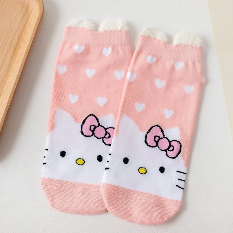 Sanrio Hello Kitty Socks Anime Figure Cotton Women's Cute Shallow Boat Socks Kawaii Accessories Decoration Birthday Gifts