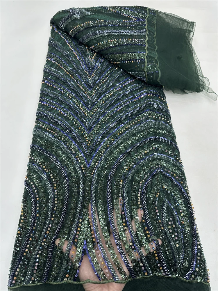 

Роскошная кружевная ткань с блестками, 2025 г., высокое качество, французская африканская кружевная ткань с бисером, нигерийская сетчатая ткань с вышивкой для шитья женщин