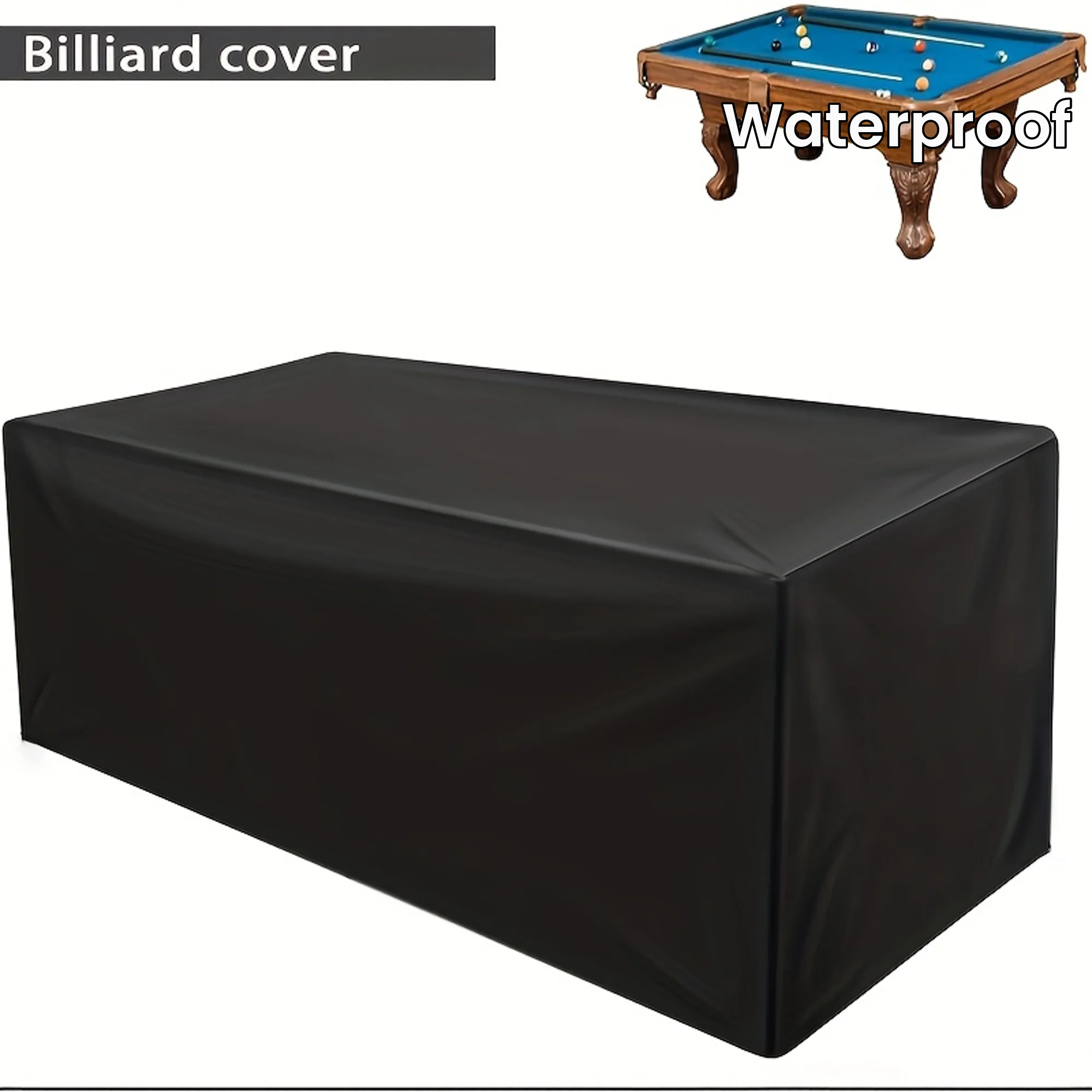1pc 210D Anti-Tearing Dustproof Waterproof Billiard Table Cover, Pool Table Cover (Black)