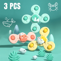 3Pcs/Set Baby Bath Toys Funny Bathing Sucker Spinner Suction Cup Cartoon Rattles Fidget Educational Toys For Children Boys