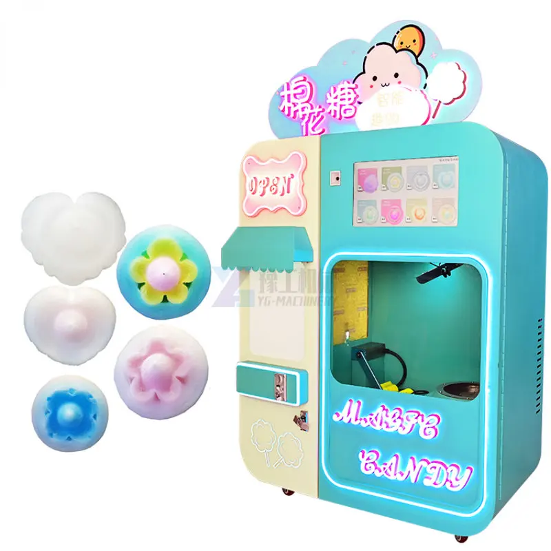 High Tech Full Automatic Floss Flower Vending Machine Automatic Commercial Earn Money Make Flower Cotton Candy Vending Machine