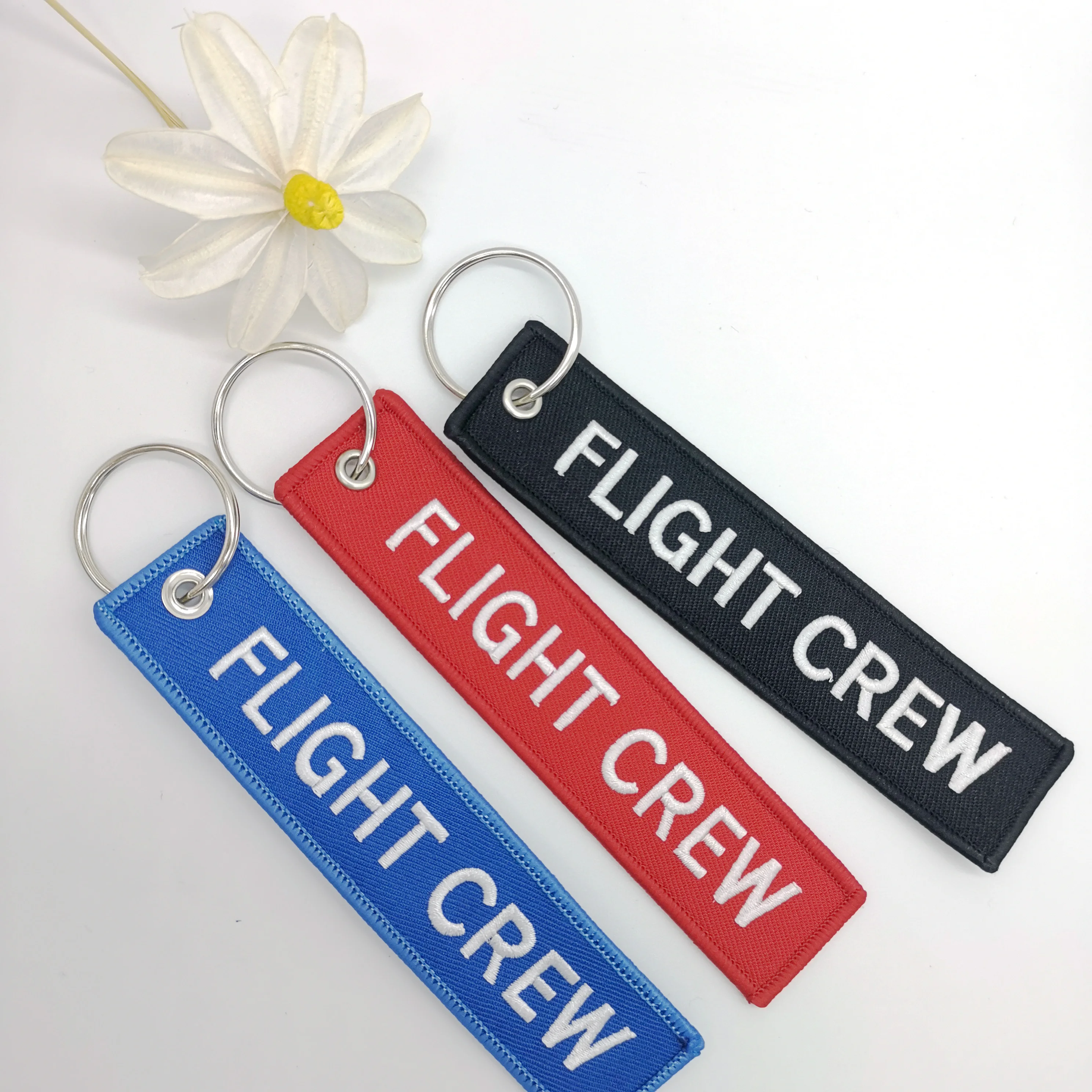 3PC Flight Crew Double Sided Embroidery Keychain Fashion Trinkers Airline Aviation Gifts for Men