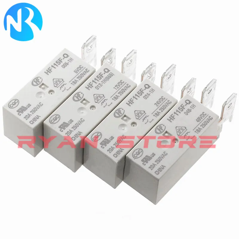 5Pcs HF115F-Q-005-1H HF115F Q 012 1H 115F-Q-024-1H HF115F-Q-048-1H HF115F Q 006 012 024 1D DC5V 12V 24V 48V 16A 18A Power Relay