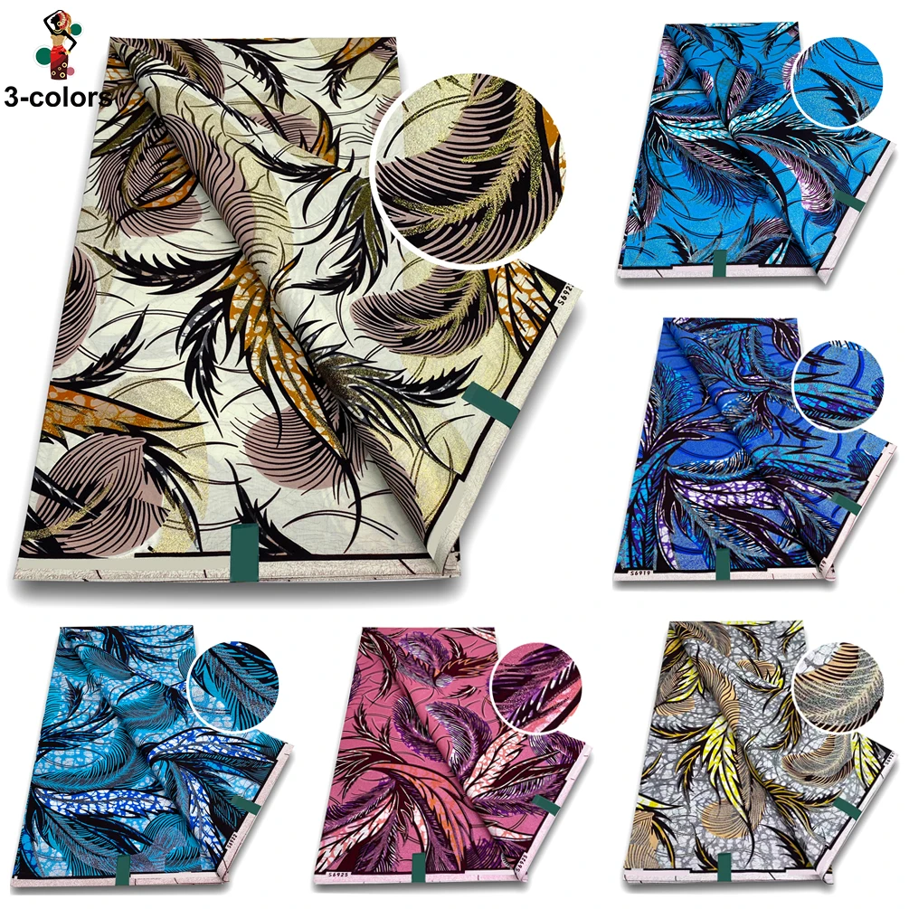 Doux Super paillettes Grand doré cire tissu coton Ankara or cire Flash or impression Batik haute qualité Nigeria africain cire tissu