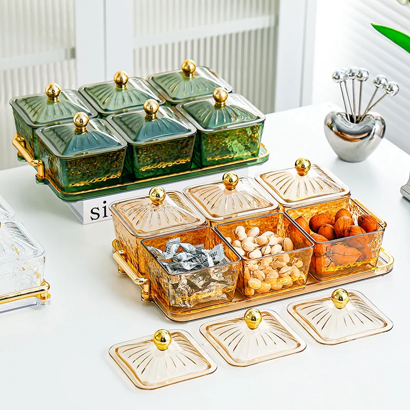 

Привлекательный скандинавский свет, роскошная пластиковая разделенная тарелка для закусок, тарелка для хранения фруктов, поднос для хранения сухофруктов, конфет KTV