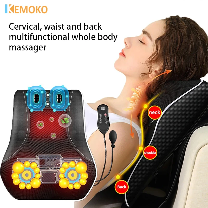 

20D Electric Shiatsu Massage Pillow Hot Compress Inflatable Cervical For Body Back Neck Vibrating Relax Health Care neck Massage