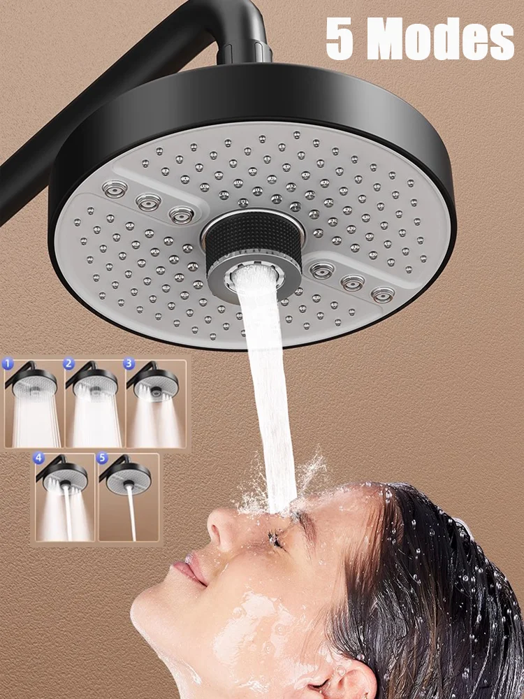 

Новый 5-режимный набор насадок для душа с большим потоком и надзарядкой, 7-дюймовый большой панельный душ высокого давления из АБС-пластика с дождевой насадкой для ванной комнаты