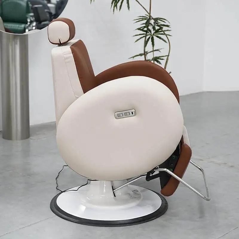 Professional Electric Ergonomic Barber Chair For Salons Hair Centers Stainless Steel Frame Leather Seat Scalp Treatment