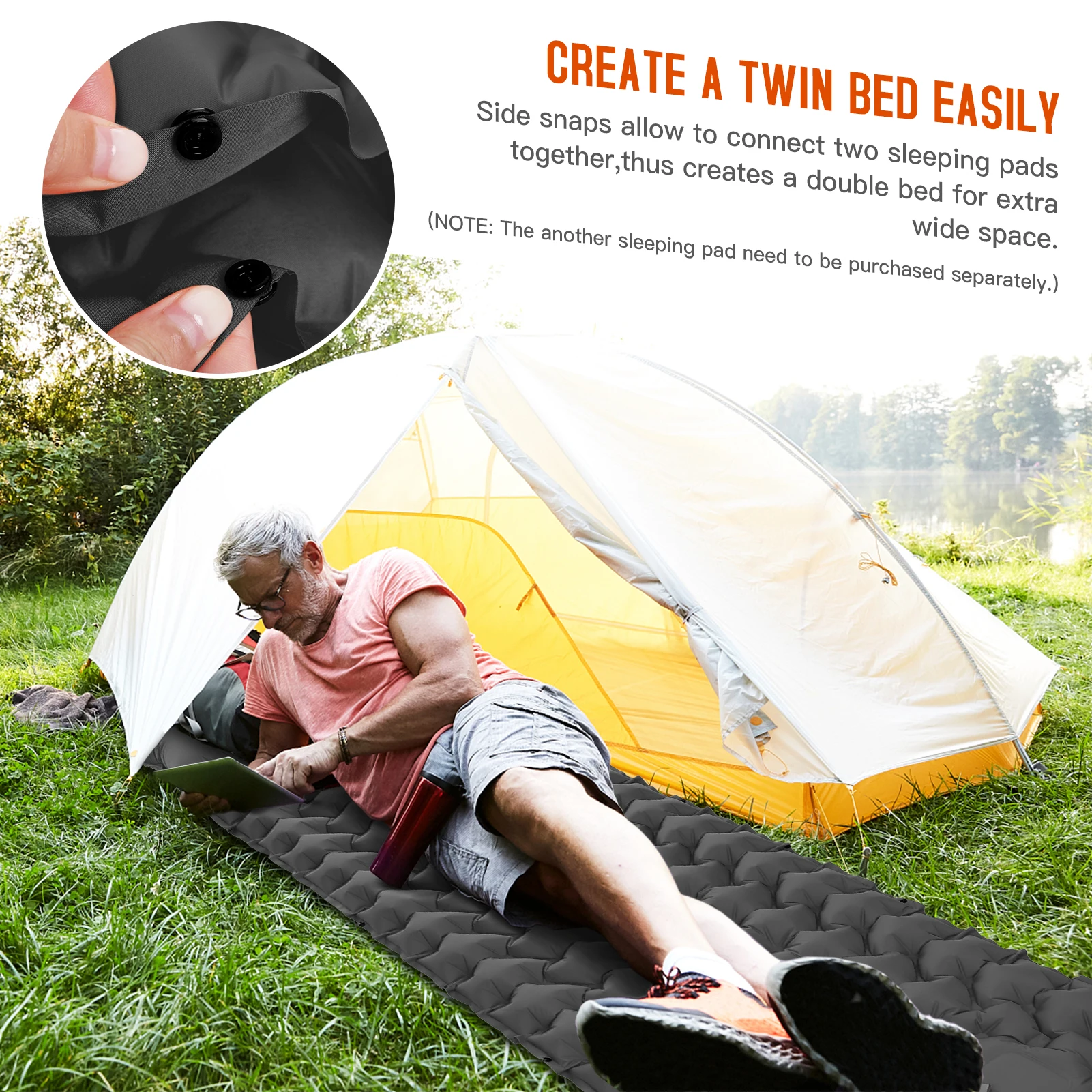 Camping Sleeping Pad with Pillow Builtin Pump Ultralight Inflatable Sleeping Mat Waterproof Camping Air Mattress for Backpacking