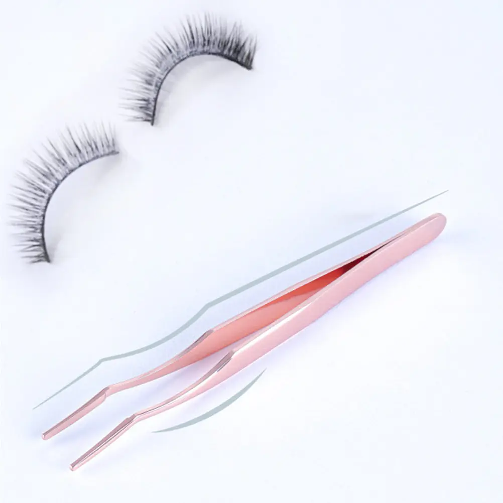 2Pcs Metal Eyelash Tweezers Stainless Steel Curved Fine Pointed Tips for Eyelash Grafting Extension Isolation Precision Control