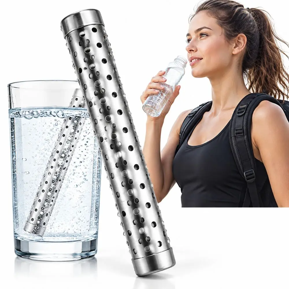 Stainless Steel Hydrogen Water Stick Perforated Metal Tube Water Ionizer Stick Silver Tone Portable Hydrogen Water Generator