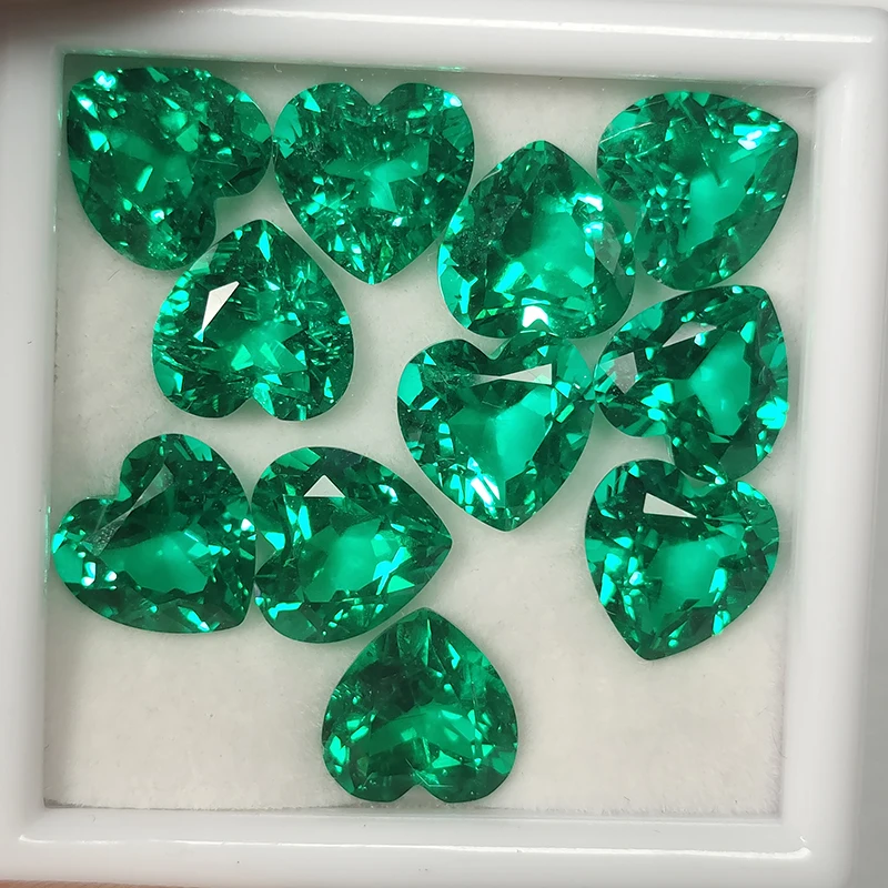 Top Hydrothermal Lab Grown Columbia Emerald Gemstone Heart Shape Synthetic Emerald Stone With AGL Certificate