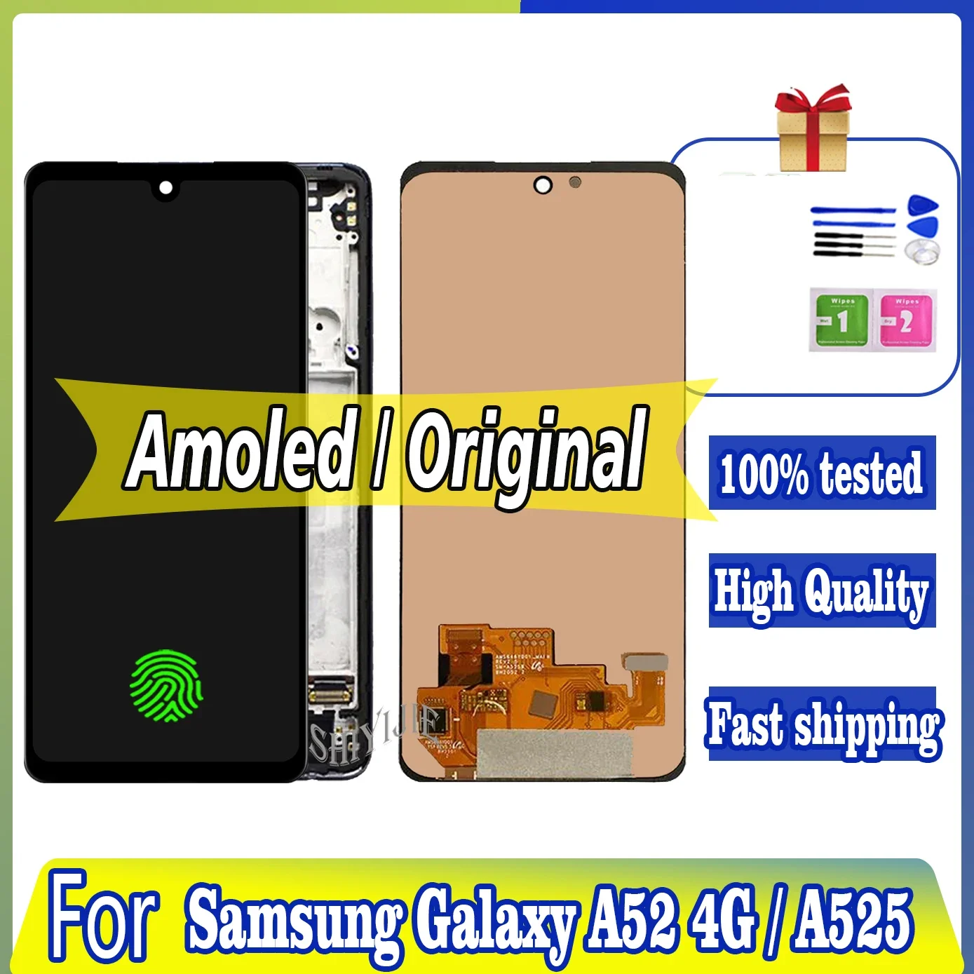 

High quality Super AMOLED For Samsung Galaxy A52 4G LCD A525 A525F A525M Display Touch Screen For Samsung A52 4G Digitizer Parts