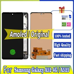 Super AMOLED Display Touch Screen Digitizer Peças, alta qualidade, apto para Samsung Galaxy A52 4G, LCD, A525, A525F, A525M