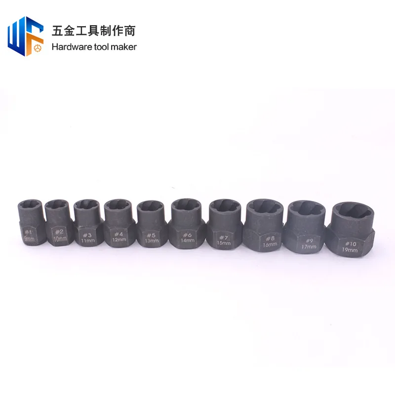

High damaged nut remover 10pc set hexagonal sleeve removal tool bolt nut broken wire remover