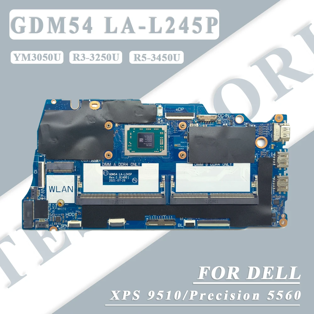 GDM54 LA-L245P For Dell  Inspiron 15 3515 Laptop Motherboard With YM3050U R3-3250U R5-3450U CPU Mainboard 100% Fullt Tested