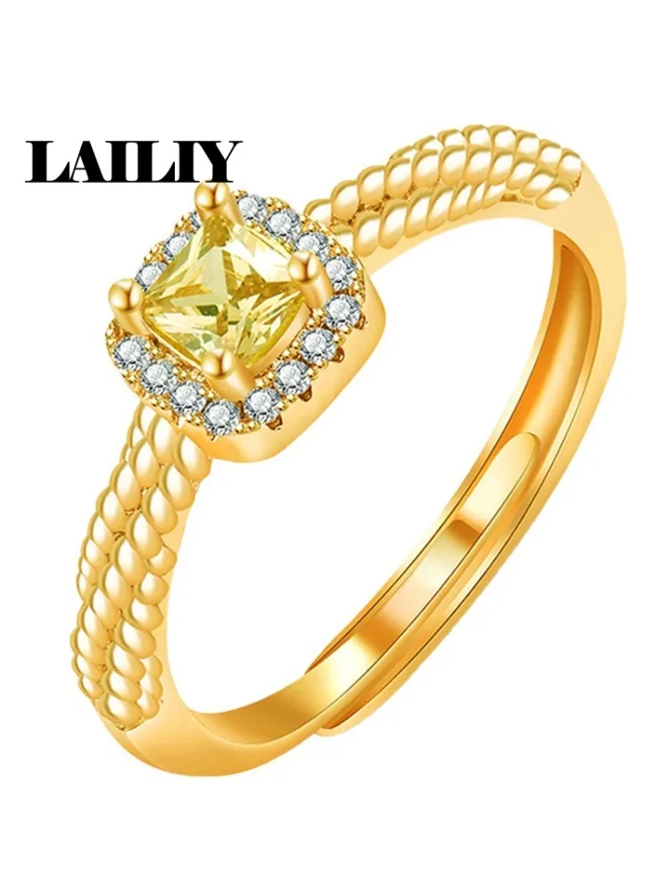 925 Sterling Silver 18K Gold Crystal Zirconia Adjustable Ring