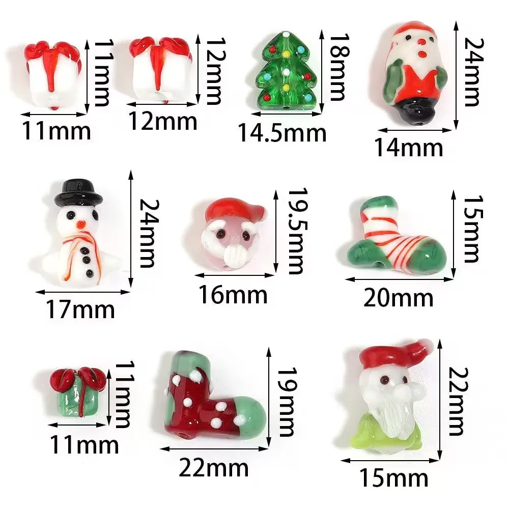 2/4 Stück Weihnachts-Lampwork-Glasperlen Weihnachtsmann Weihnachtsbaum Lose Abstandsperlen für Schmuckherstellung DIY Armband Halskette Zubehör – Detail 1