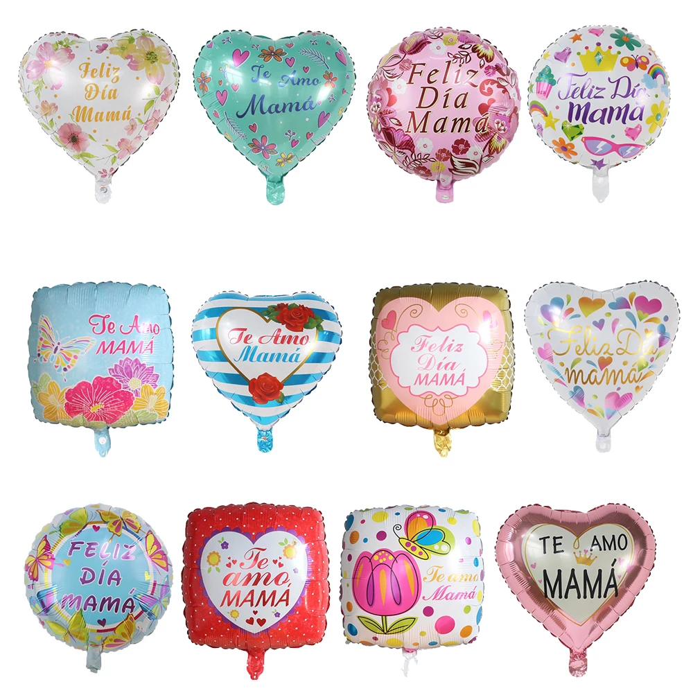 5/10pcs 18inch Spanish I Love You MAMA Happy Mother's Day Love, Round Aluminum Balloon Mother's Day Party Decoration