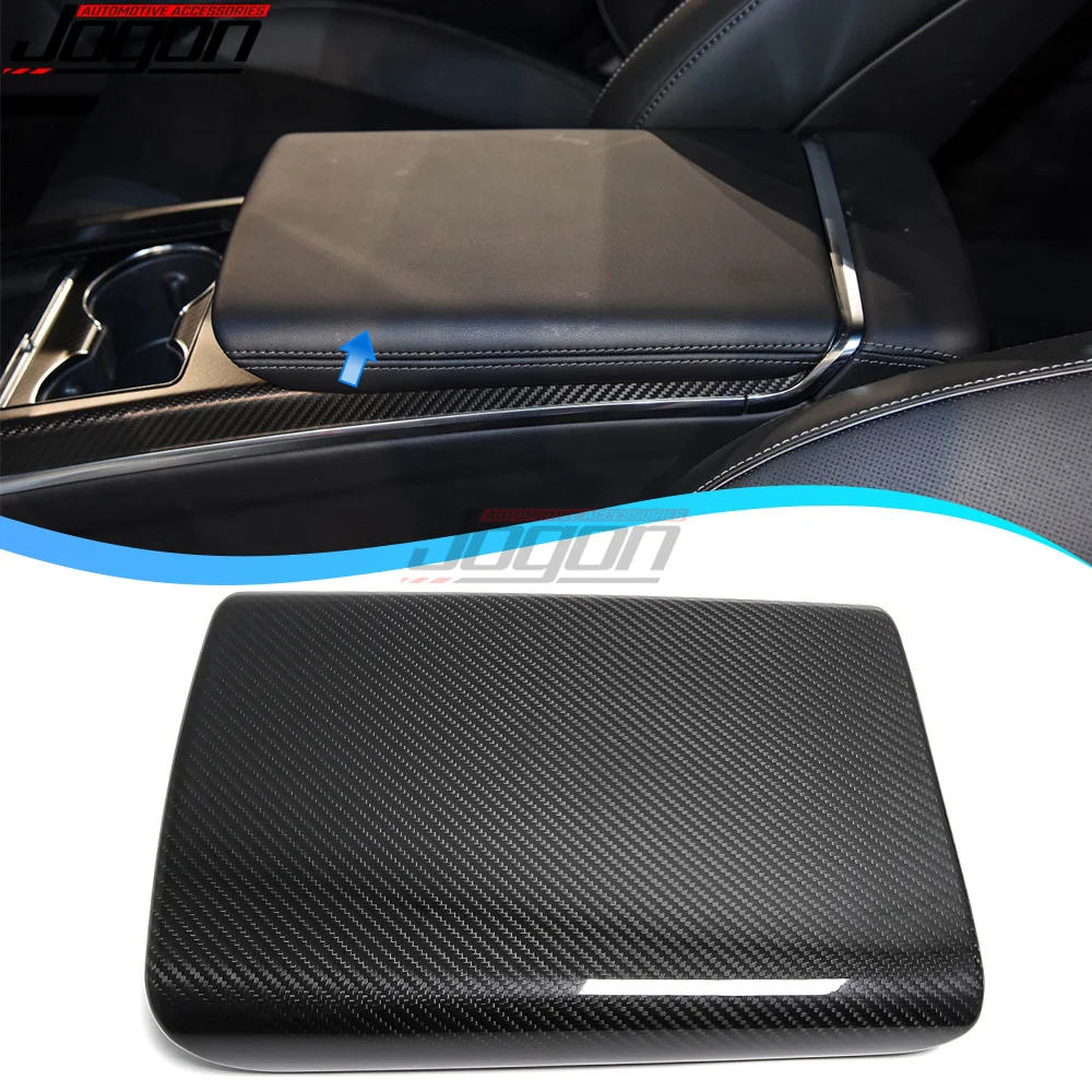 Real Carbon Fiber For Tesla Model S 2021 2022 2023 Car Central Console Armrest Cover Storage Box Protector Cover Car Accessories