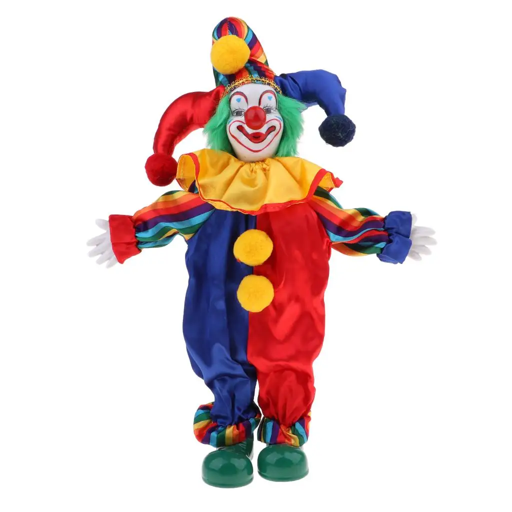 

15inch Clown Doll - can Sitting & Standing, Hand Painted Harlequin Doll Display Decoration,Birthday or Christmas Gift