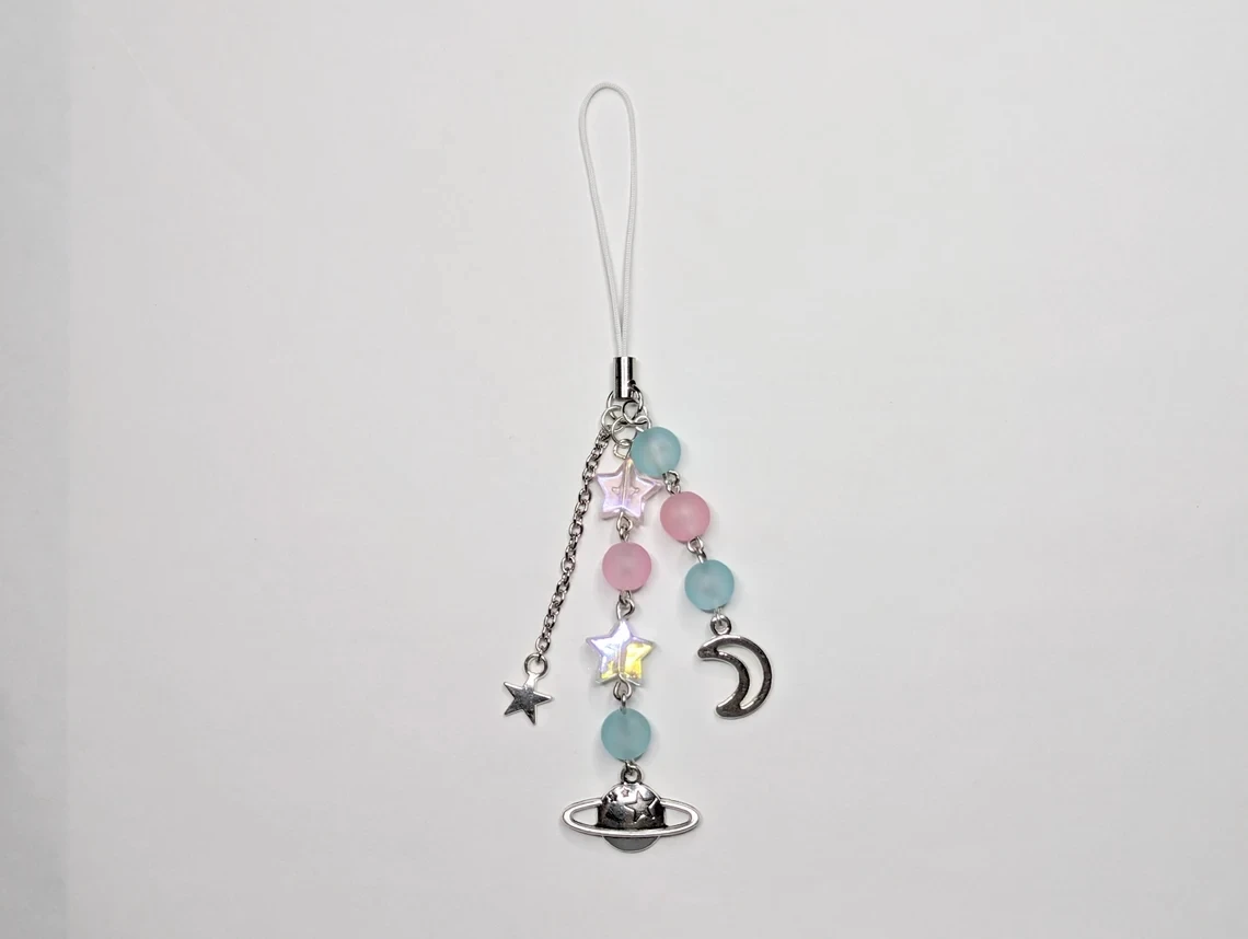 Pastel Galaxy Star and Moon phone charms - {Bearies} (pastel goth, grunge, y2k)