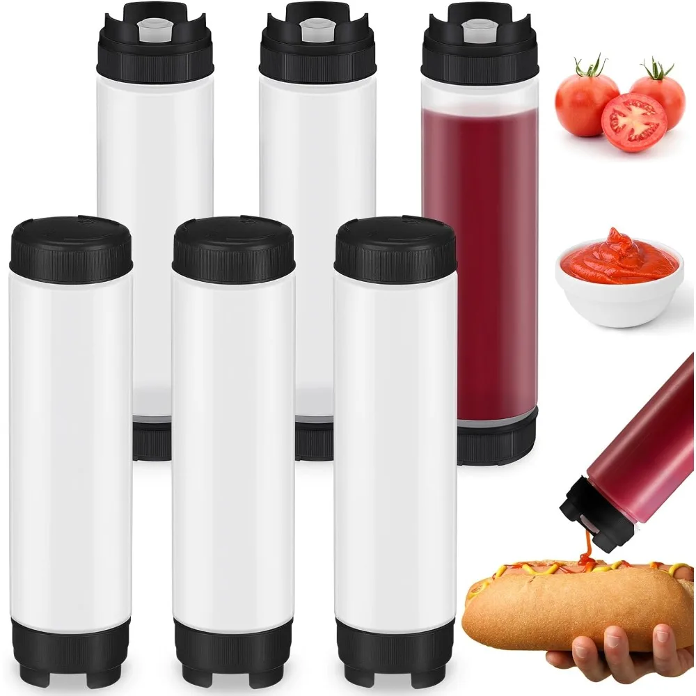 Botellas  apretar condimentos  16 Oz, botella  apretar invertida  salsas, punta recargable, dispensador  válvula