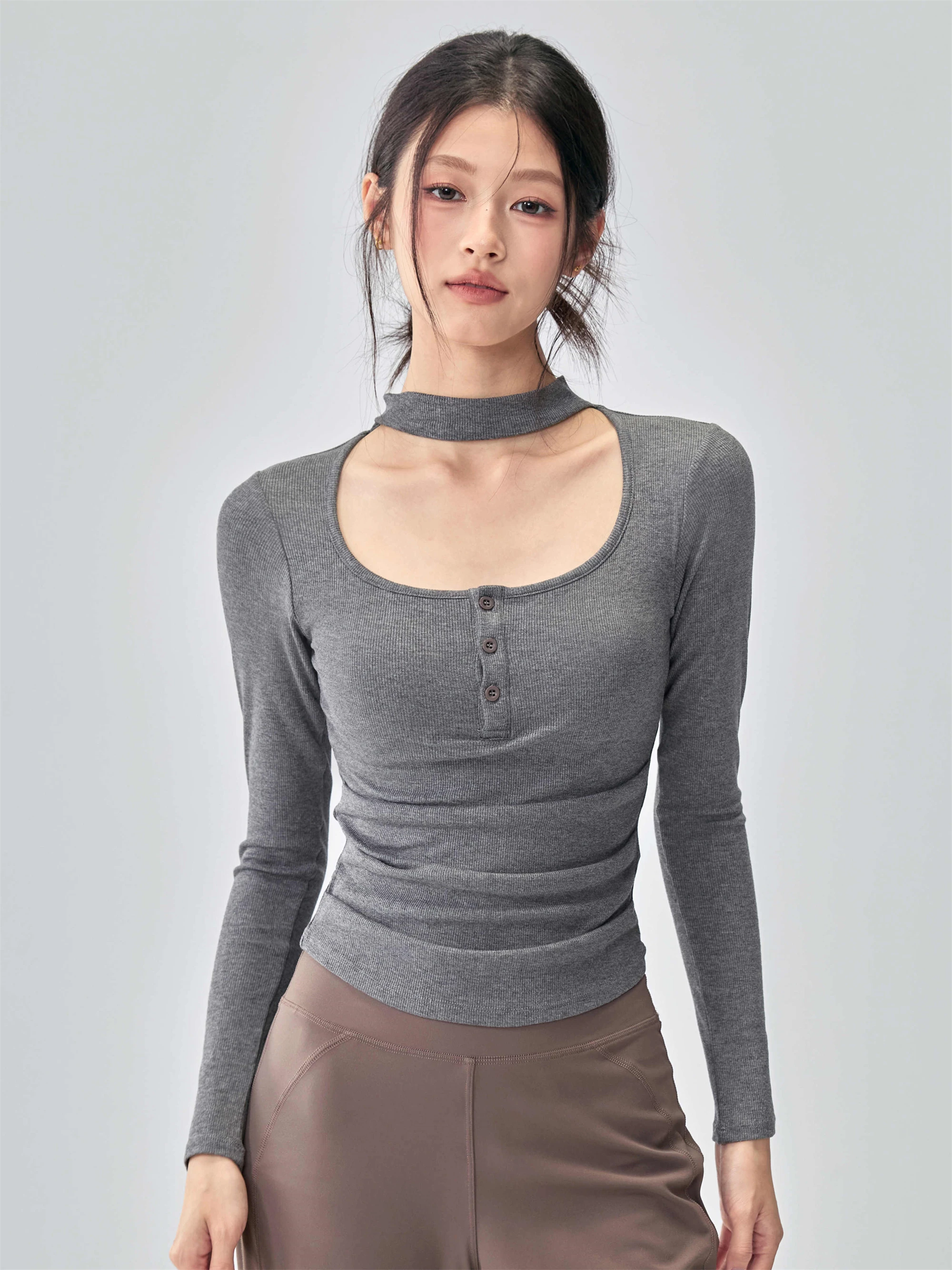 

Women's Yoga Clothes with Chest Pad Long Sve Running Sports T-irt Fitn Top Ne Hanging Slimming Qui Dry Autumn Win...