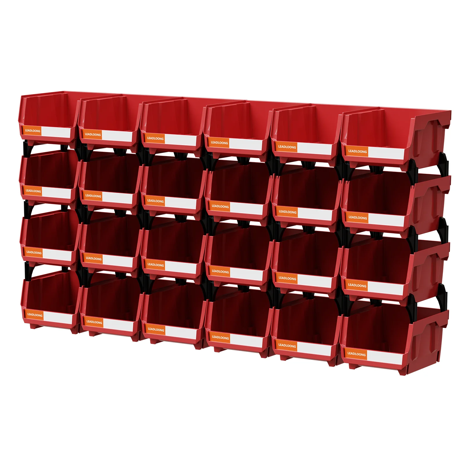 6/24 Pcs Red Stackable Plastic Parts Bins - 5