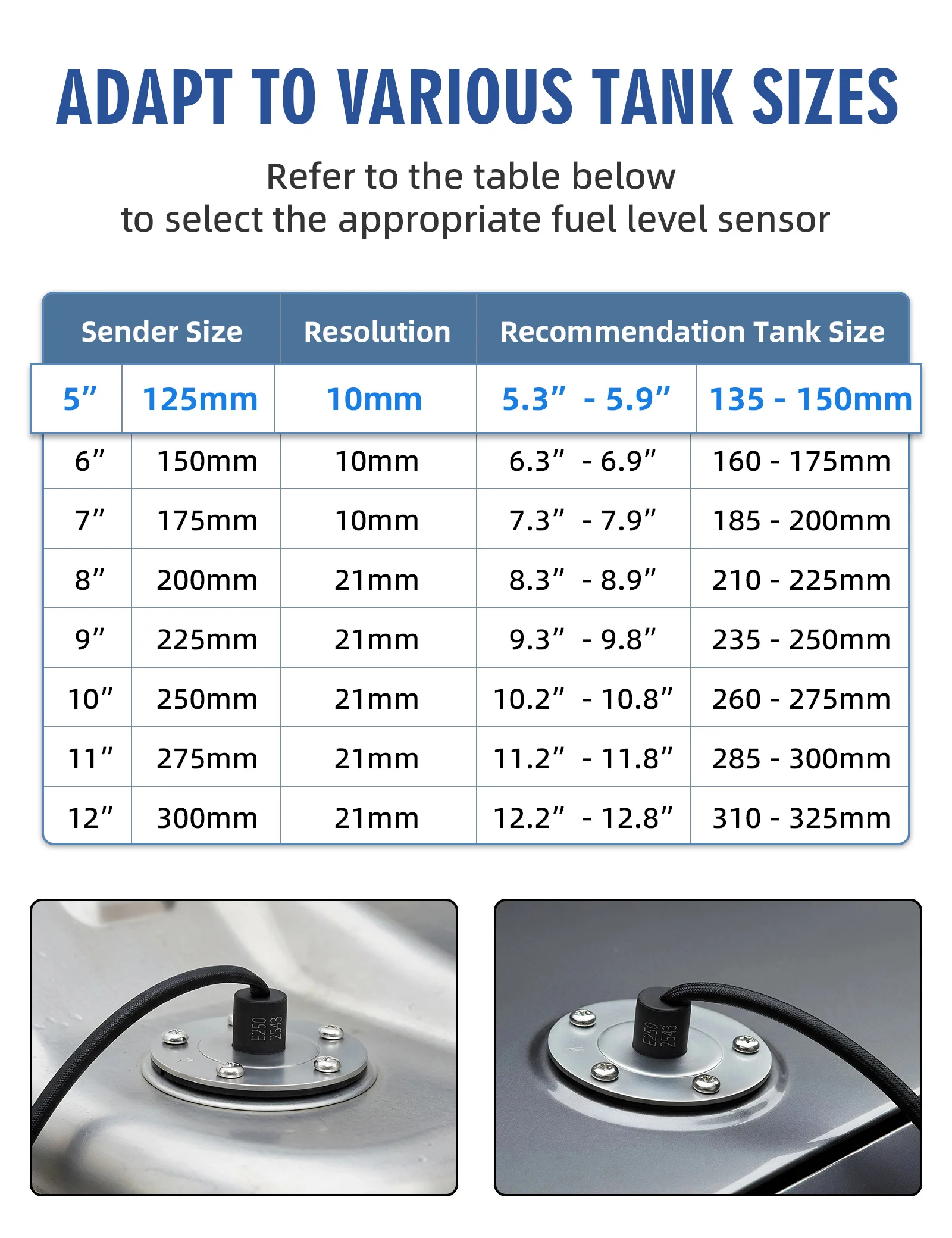 0-190 Ohm Kraftstoff-/Wasserstandssensor für Auto, Boot, Wassertank, Füllstandsanzeige, Edelstahl-Kraftstoffstandsanzeige, Autozubehör – Detail 6