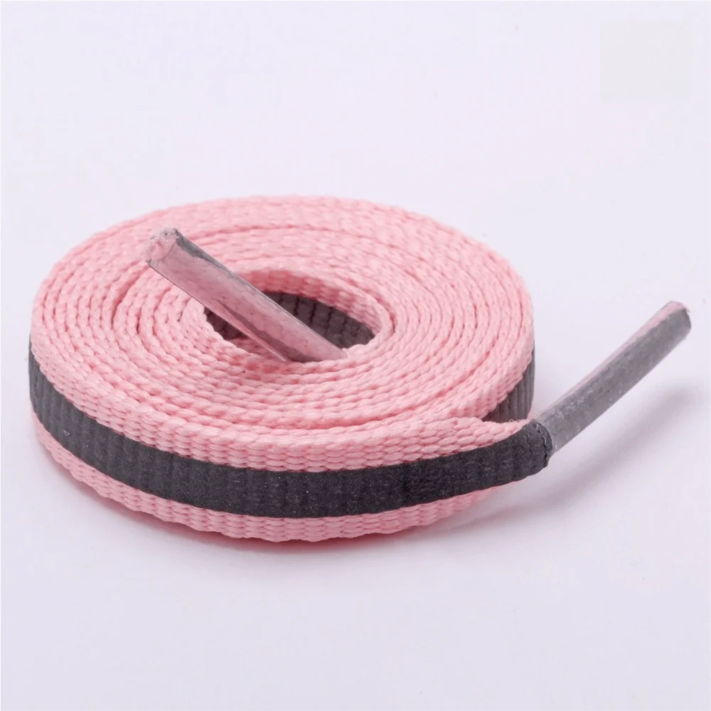 

Fashion Reflective Shoe laces 120cm Length 8mm Wide Shoelace Colorful Luminous Glowing Flat Shoe Laces Unisex