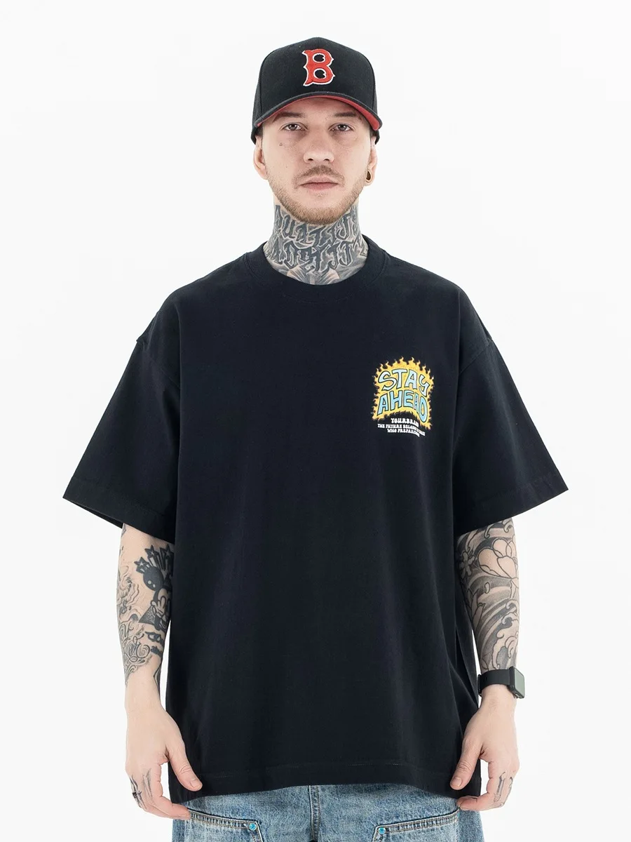 

2025 Men's Hip Hop Cartoon Graphic Digital Print T-Shirt Man Women Vintage American Urban Fashion Oversized 100% Cotton Tee