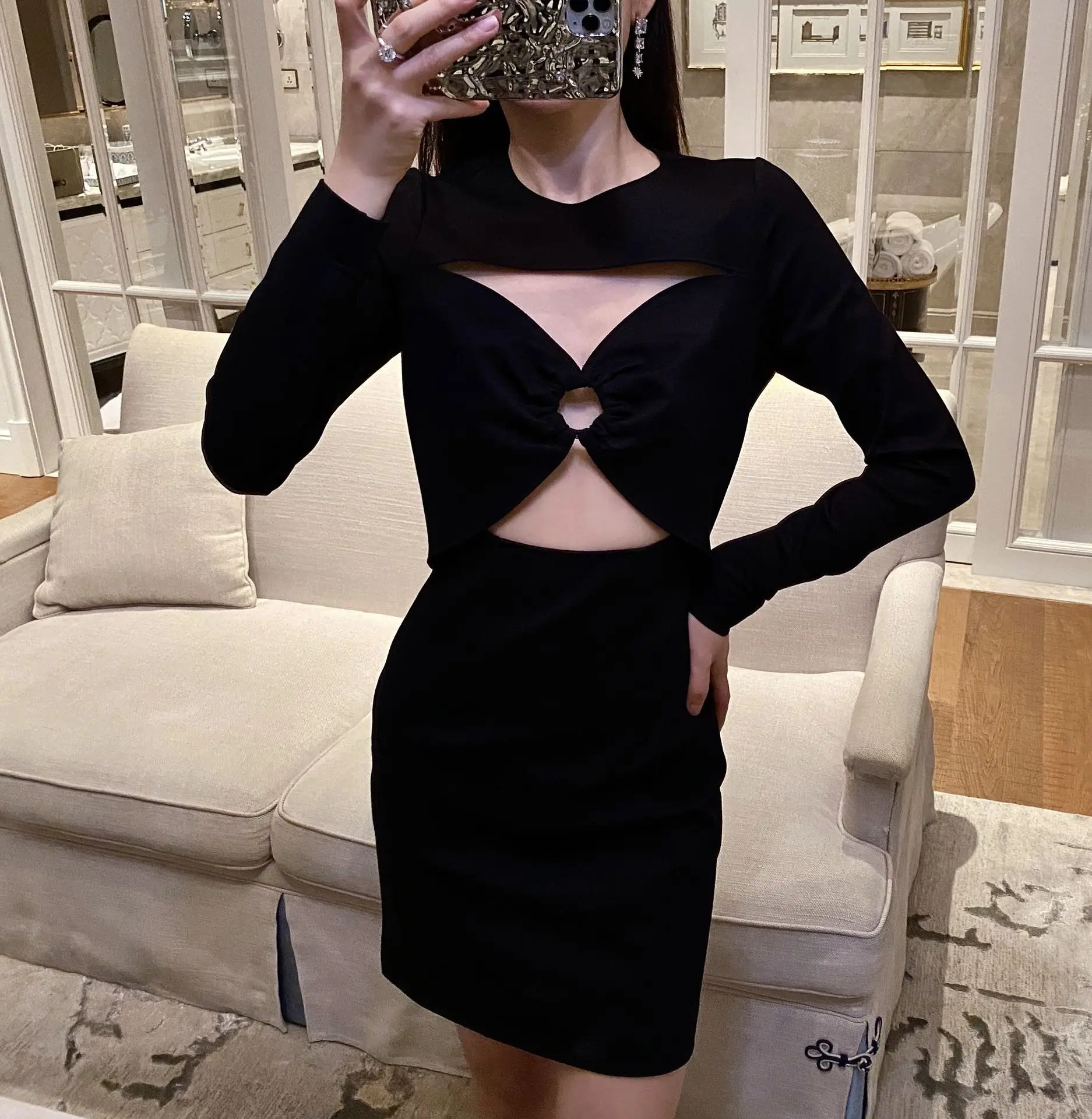 

Elastic New 2023 Knitted Autumn Fabric Dress 0826