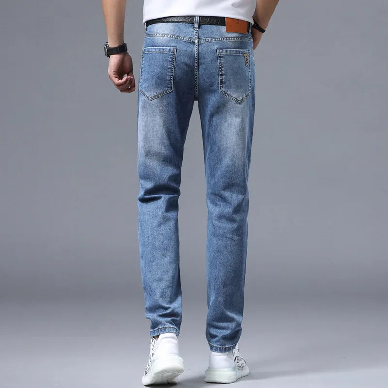 2024 New light luxury high-end jeans men's spring fashion brand embroidered slim light straight-leg casual long pants