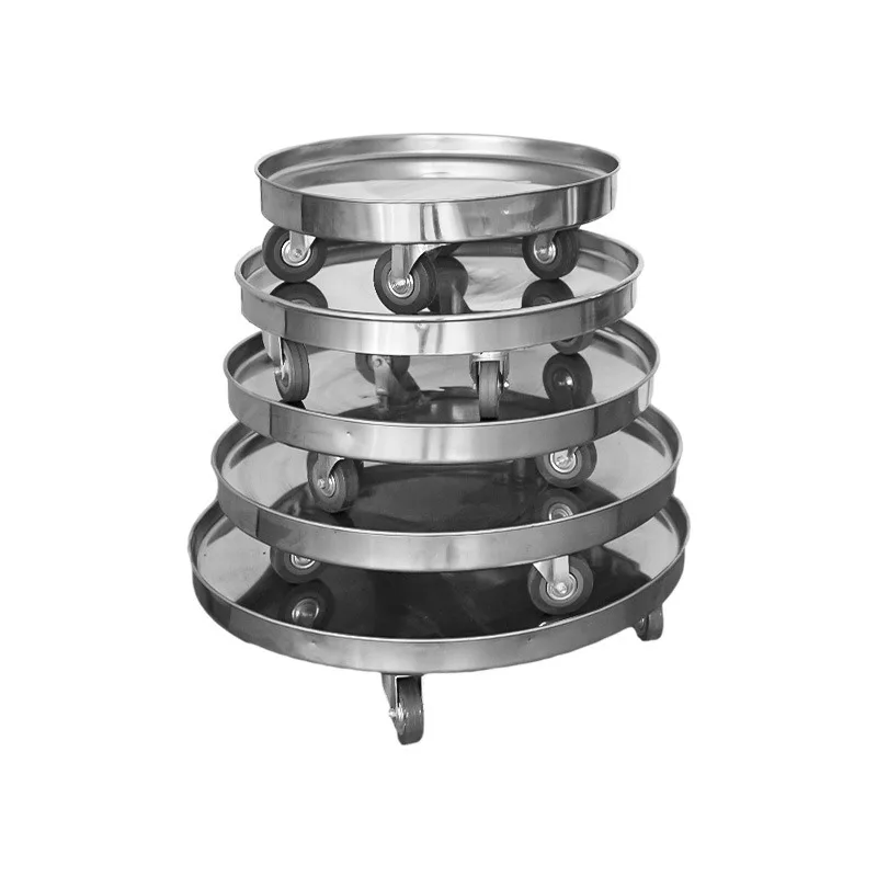 Stainless Steel Round Dolly Trolly and Plant Pallet Caddy for Indoor and Outdoor
