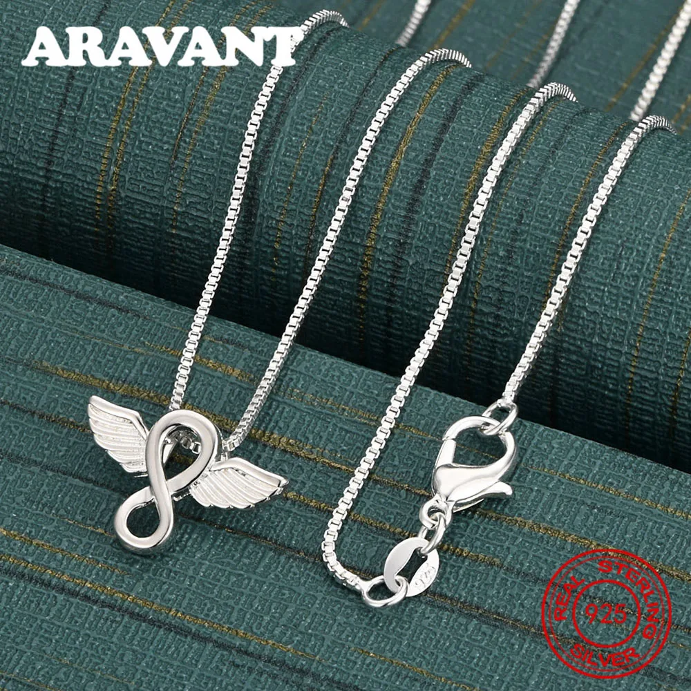 

925 Sterling Silver Angel Wings Pendant Necklace Women'S Unique Gift Versatile Banquet Jewelry