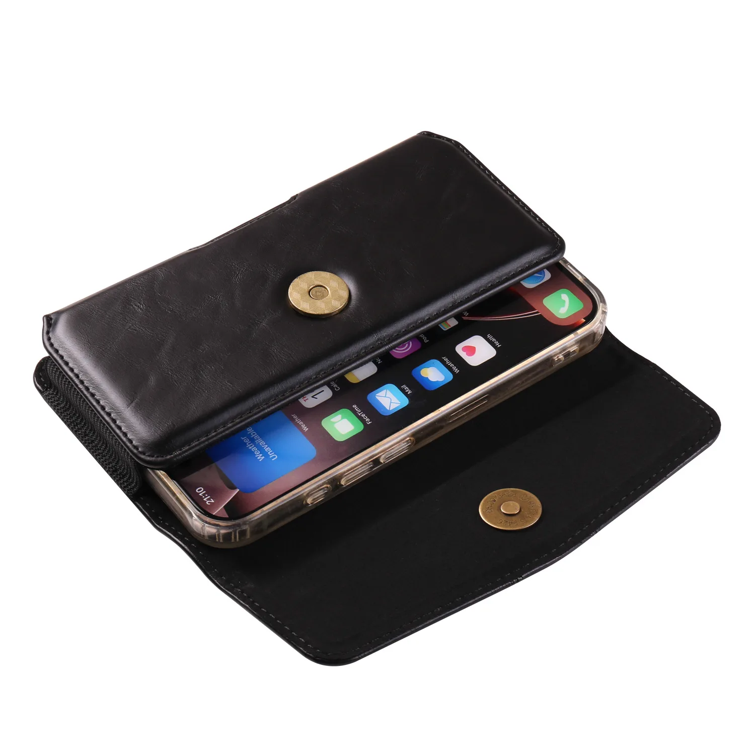 Mobile Phone Bag PU Leather With Clip Phone Case Men Business Waist Pack Phone Pouch 6.1-7.2 inch Phone Cover For iPhone Xiaomi view 6