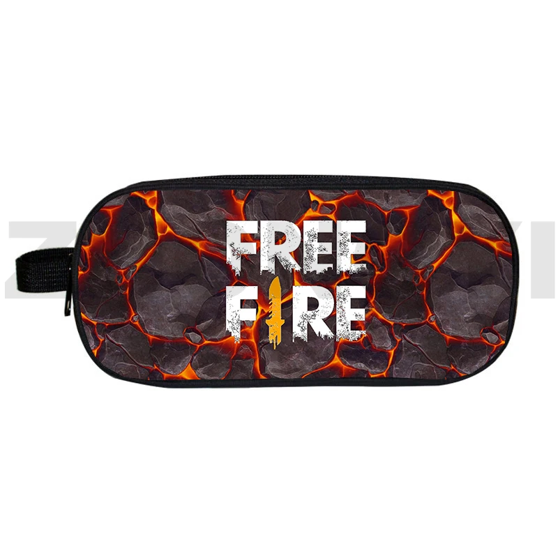 New Anime 3D Free Fire Garena Double-layer Pencil Case Teens Cartoon Free Fire Game School Supplies Canvas Fashion Make Up Bags