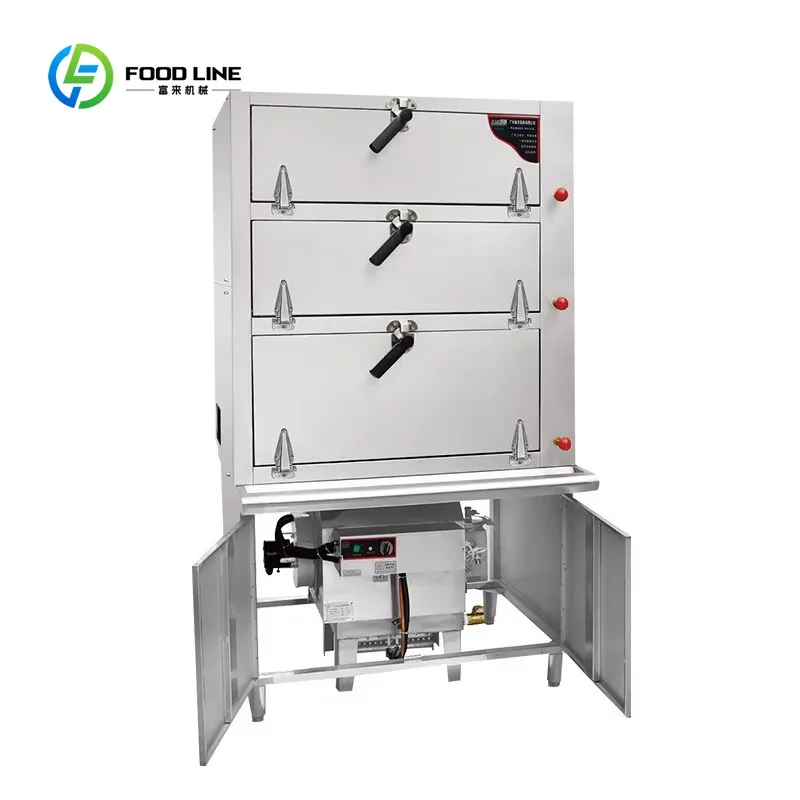 

Customized Seafood 3-door Steaming Cabinet Soup Steamed Vegetables Rice Gas Belt Built-in Steam Engine
