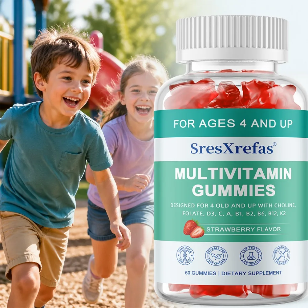 Multivitamin Gummies for Ages 4 and Up - Natural Complete Daily Supplement - with Vitamins A, C, D3, B6, B12, Non-GMO