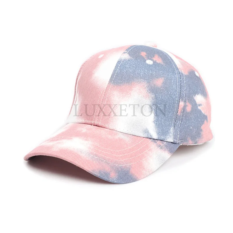 Men Hat Sports Women Baseball Hat Sun Protection Color Tie Dyed Baseball Hat Punk Hip Hop Performance Street Dance Sun Hat