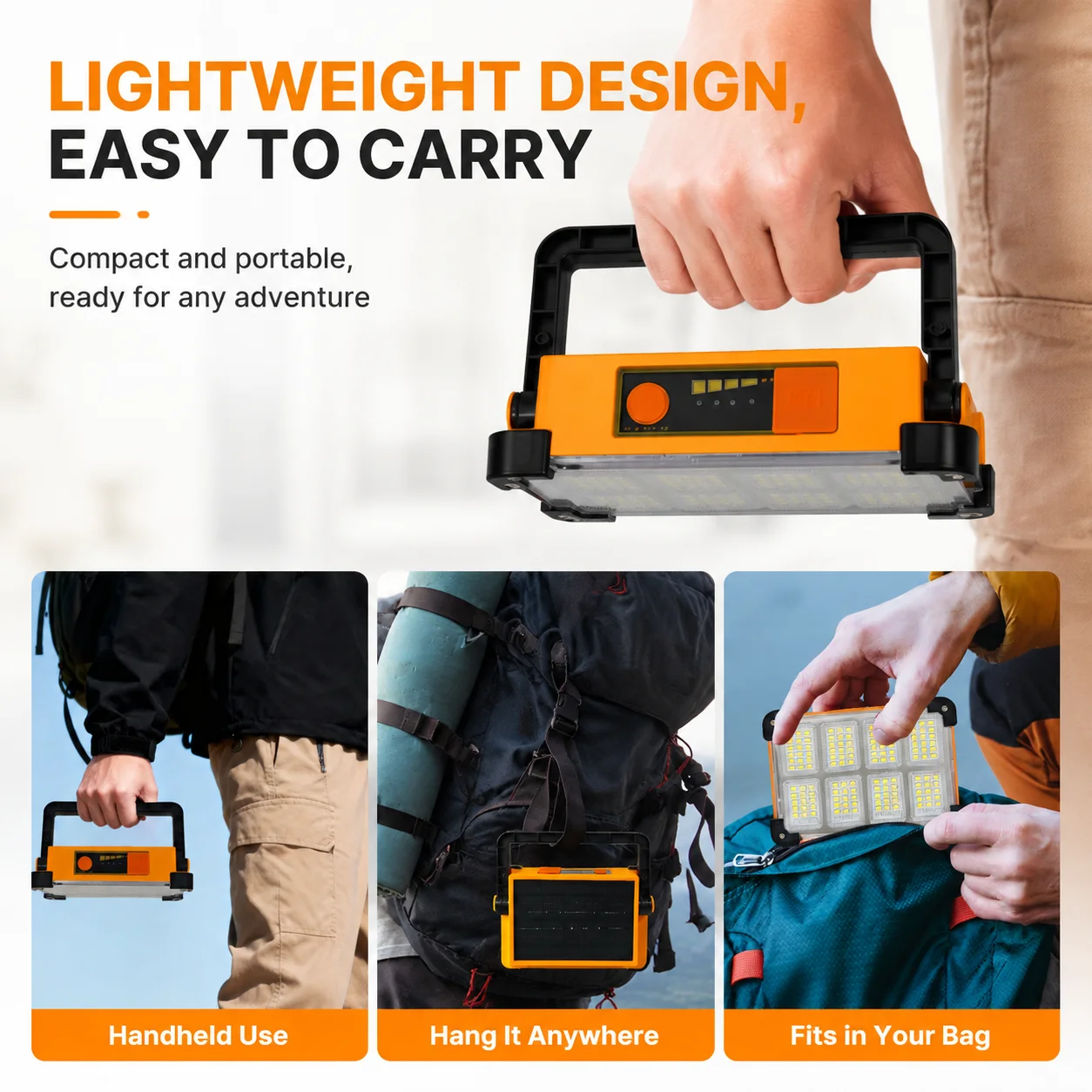 2 packs, rechargeable LED solar working light, portable floodlight with 3600mAh battery, emergency power supply.