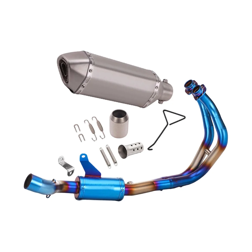Auspuffsysteme für Yamaha YZF R7 2021-2025 Komplettes Auspuffsystem Vorderrohr Schalldämpfer Blaue Auspuffrohre – Detail 2