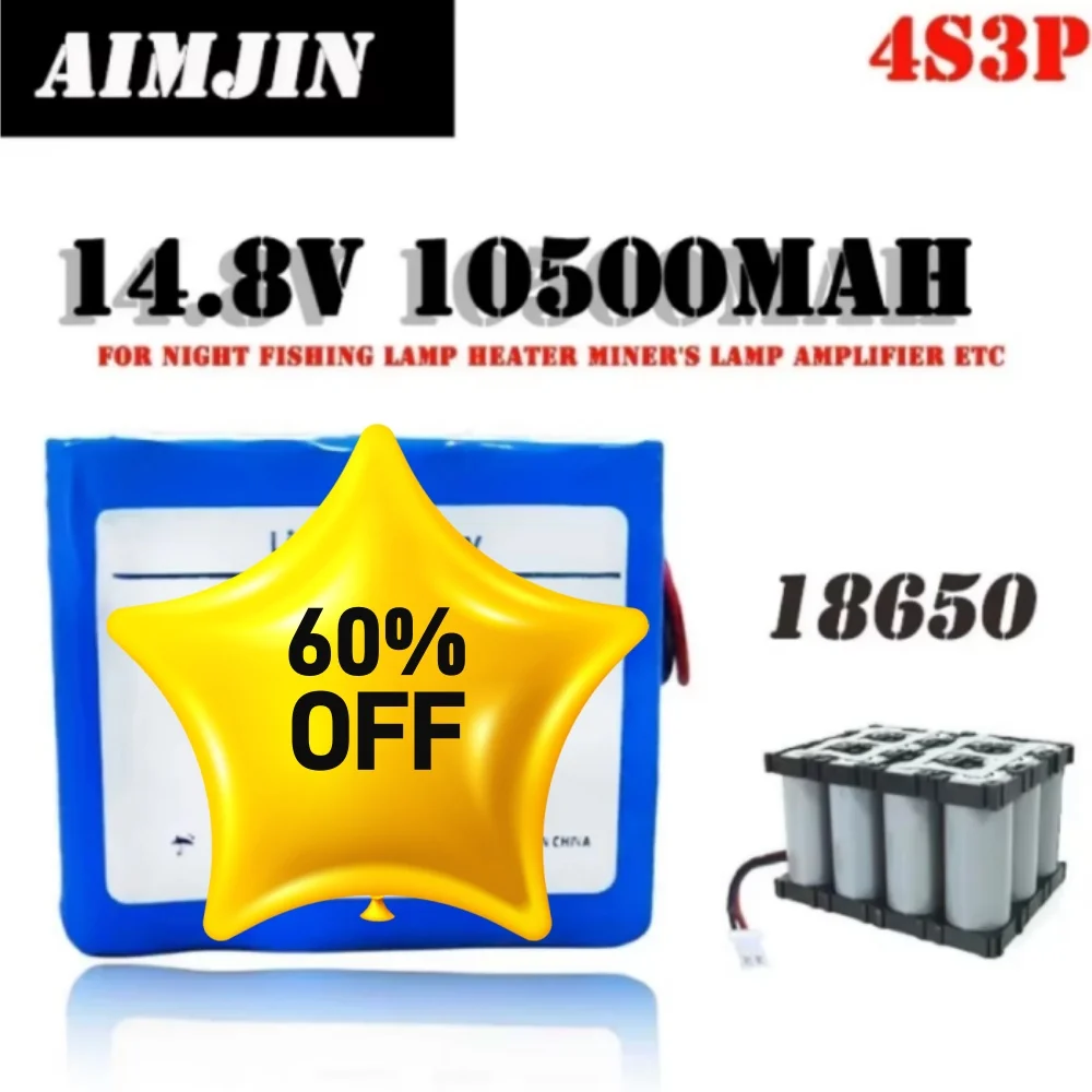 

14.8V 18650 Lithium Battery Pack 10500mAh 4S3P Built-in 40A BMS for Outdoor Solar Powered Stalls - Balanced Power Supply