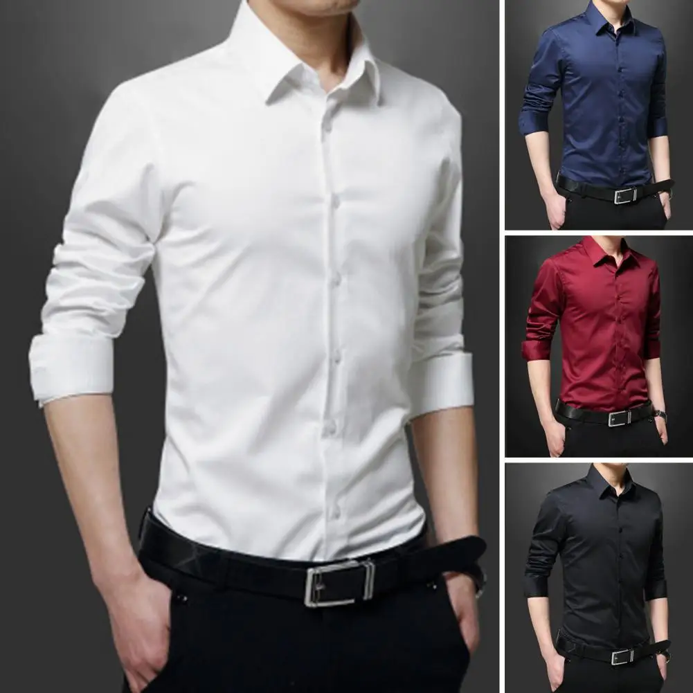 2023 New Fashion Cotton Long Sleeve Shirt Solid Regular Fit Male Social Casual Business White Black Dress Shirts