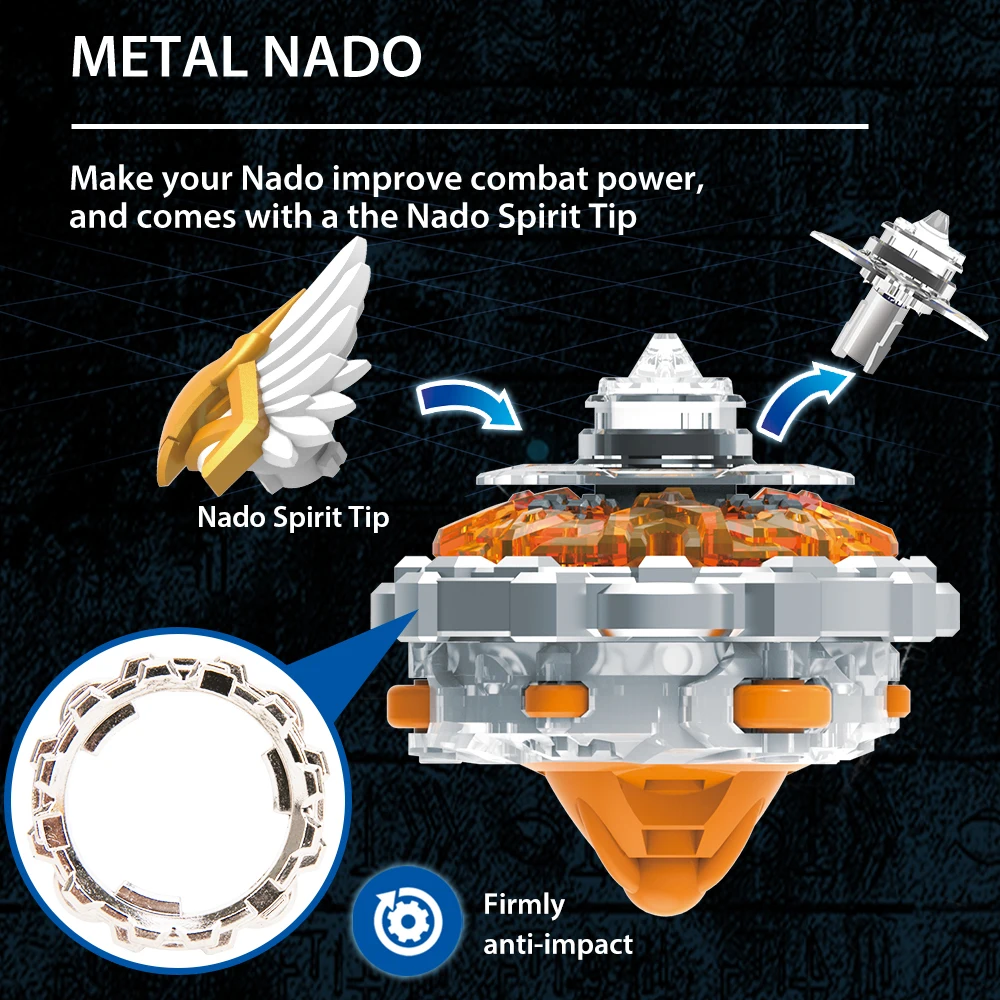 Infinity Nado 5 Deluxe Advanced Series Non Stop Battle Set Metal Gyro Spinning Top With Magnetic Launcher Anime Kid Toy