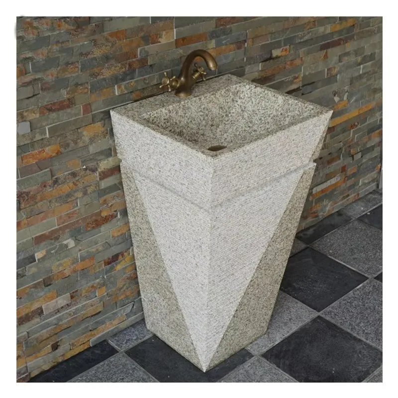 

Outdoor Stone Pedestal Sink Garden Stone Bathroom Sink Granite Farm Washing Standing Vessel Hotel Outdoor Stone Washing Bowl