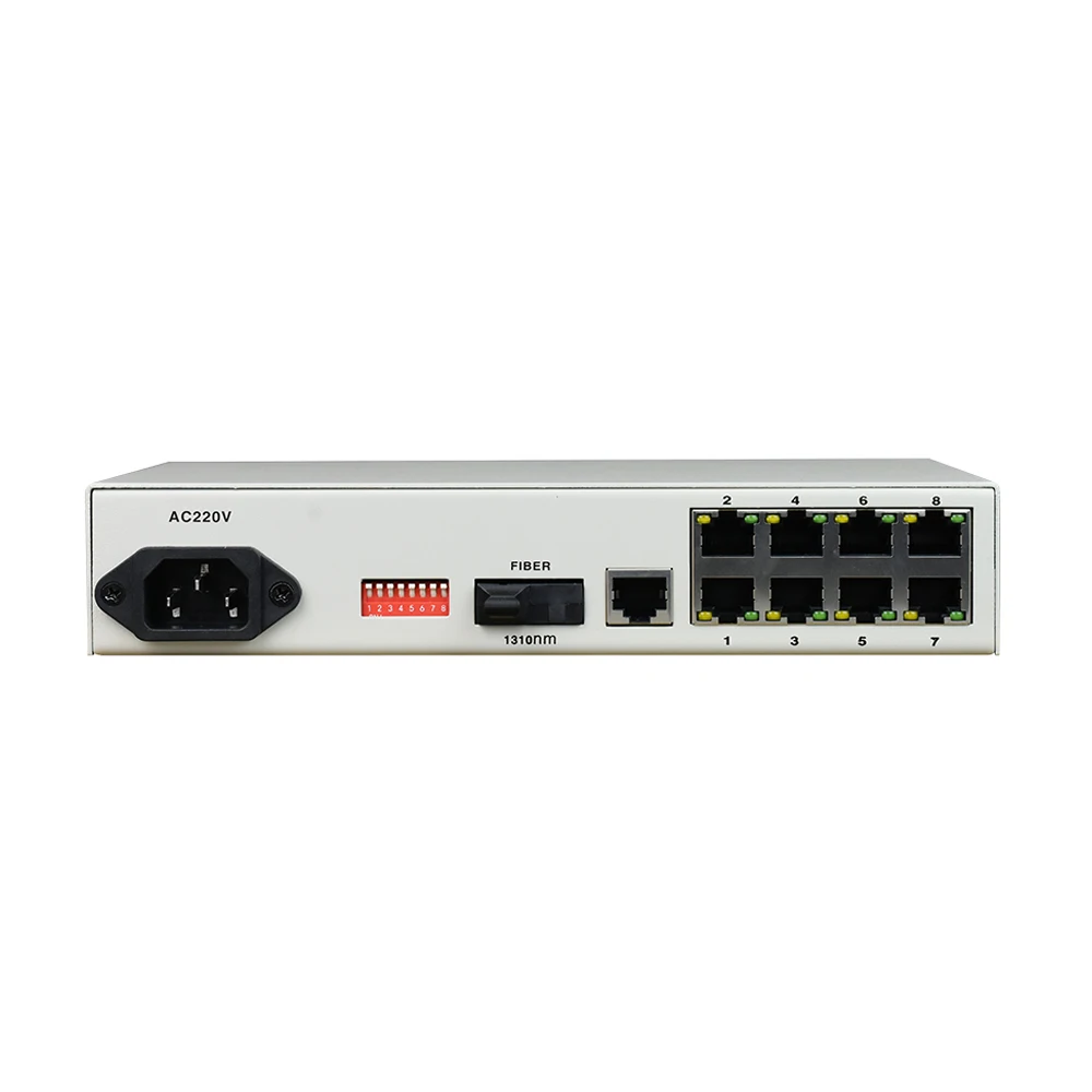 Conversor de mídia de fibra Gigabit de 8 portas do interruptor de rede de fibra Fctel 10/100/1000M com SFP opcional
