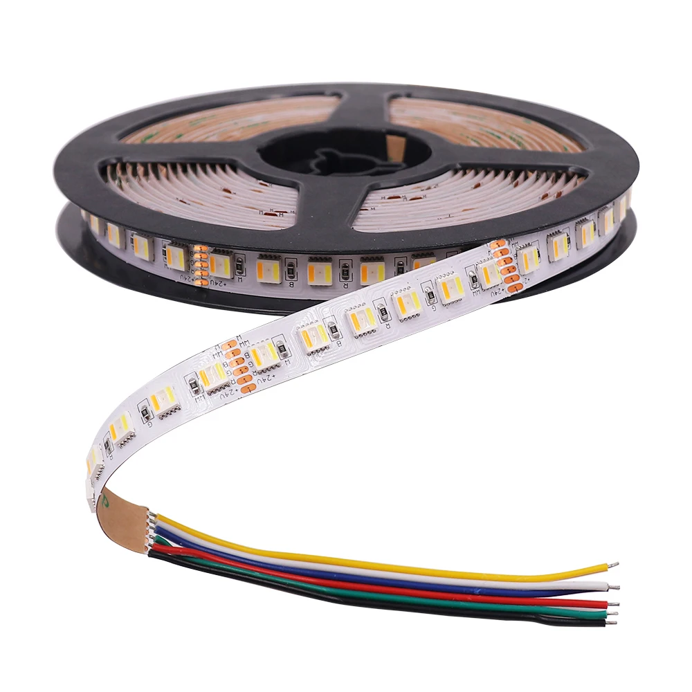 5M RGBCCT LED Strip Light 12V 24V 6pin 5050 RGB+W+WW 5 in 1 Chip RGBWW Flexible LED Tape 60/96Leds Wateproof LED Ribbon Decor