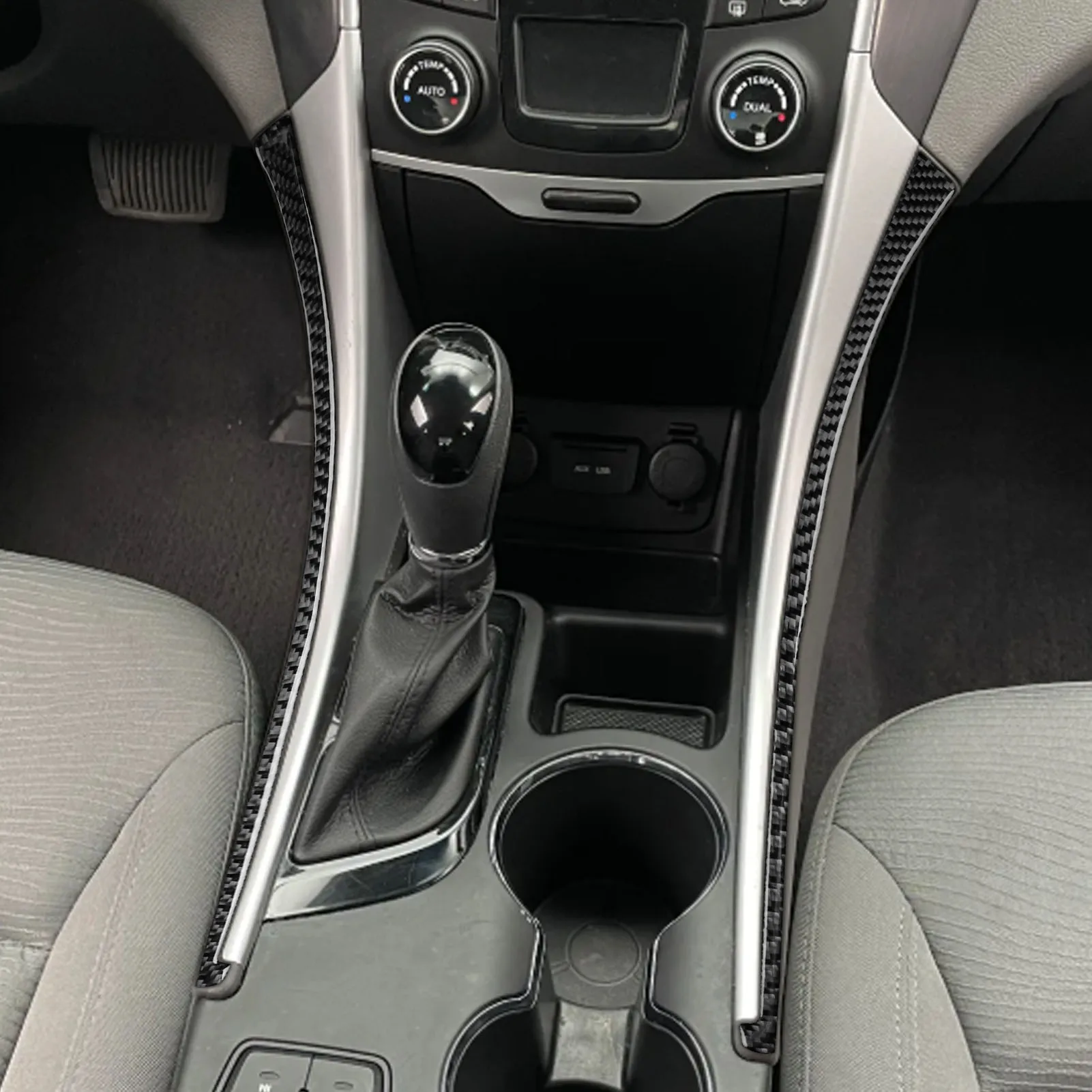 Real Carbon Fiber Car Accessories Center Strips Trim Cover Soft Sticker For Hyundai Sonata 8th Gen YF 2011 2012 2013 2014
